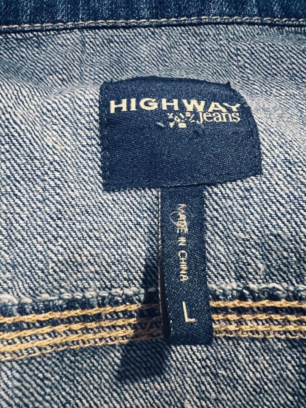 Highway Jeans-Jean Distressed Jacket-Large Jrs.-Blue-Stretch-School-Comfy-Button - Picture 12 of 14